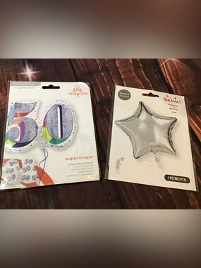 50th birthday supershape foil balloon 26inch & star standard balloon -New